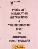 Kurt Power Draw Bar, All Models, Installation Instructions and Parts Manual